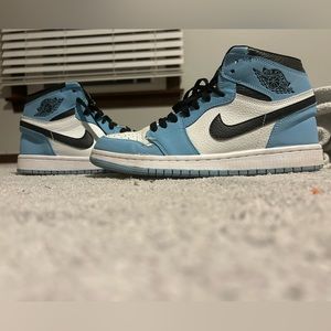 nike air jordan’s blue white and black.